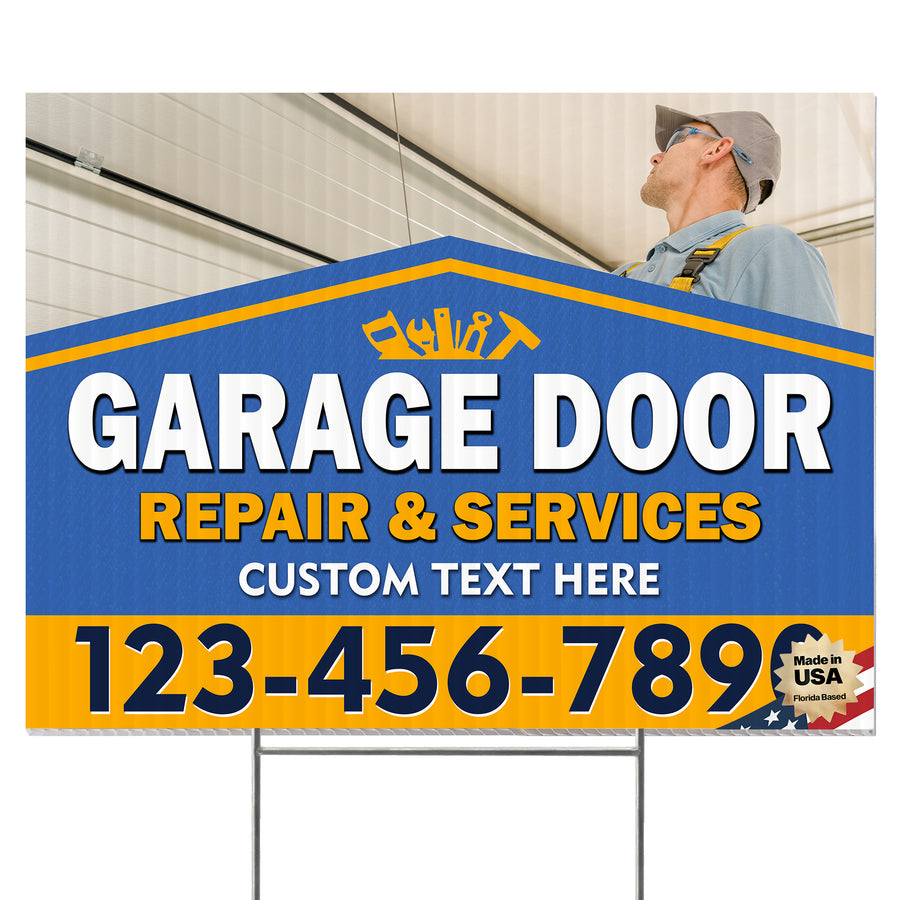 Garage Door Repair Yard Sign Design 5 -  BFS-GRGDR-24X18-DS-D5-BFS-GRGDR-24X18-SS-D5