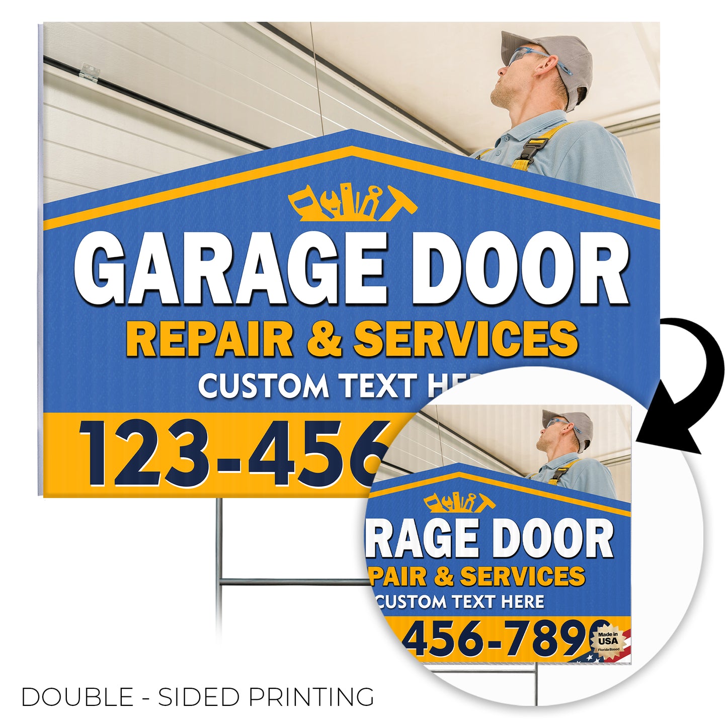 Garage Door Repair Yard Sign Design 5 -  BFS-GRGDR-24X18-DS-D5-BFS-GRGDR-24X18-SS-D5