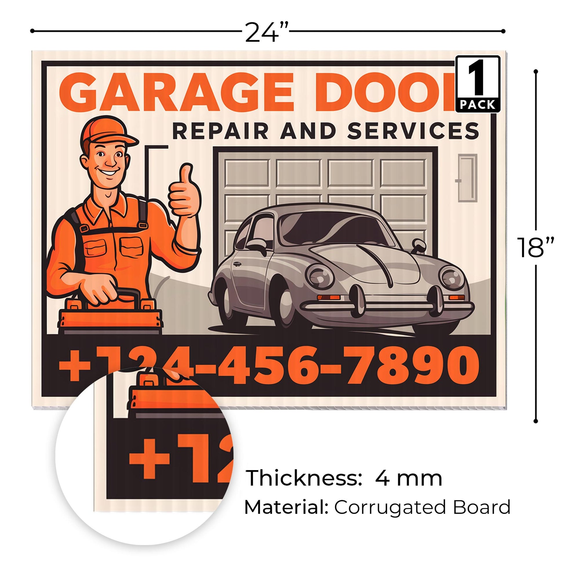 Garage Door Repair Yard Sign Design 6 -  BFS-GRGDR-24X18-DS-D6-BFS-GRGDR-24X18-SS-D6
