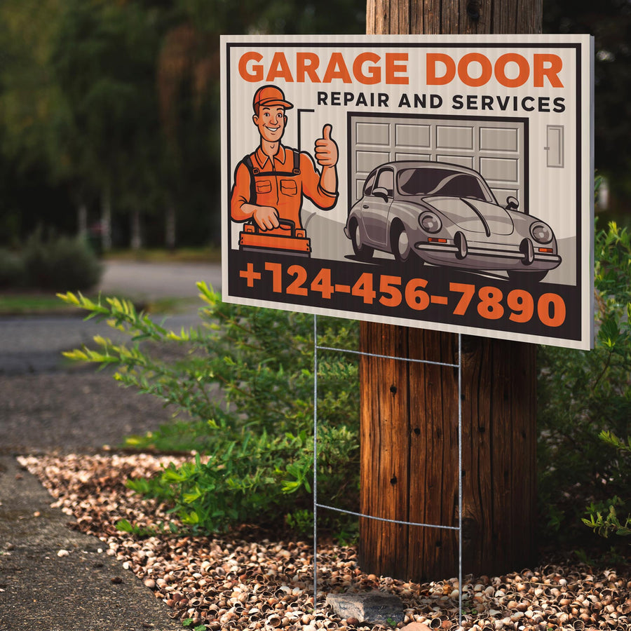 Garage Door Repair Yard Sign Design 6 -  BFS-GRGDR-24X18-DS-D6-BFS-GRGDR-24X18-SS-D6