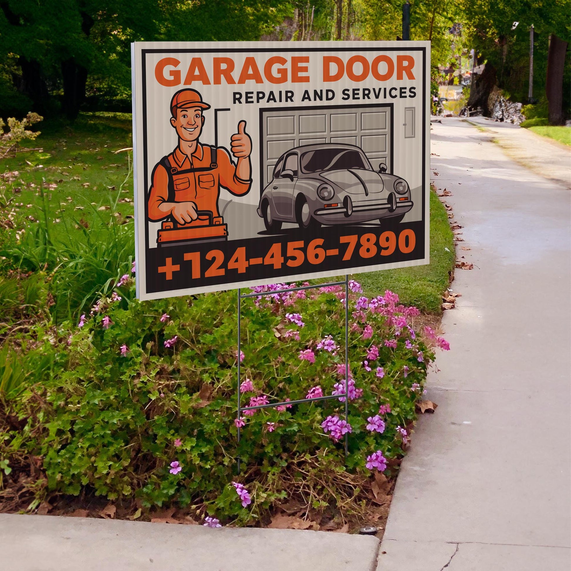 Garage Door Repair Yard Sign Design 6 -  BFS-GRGDR-24X18-DS-D6-BFS-GRGDR-24X18-SS-D6