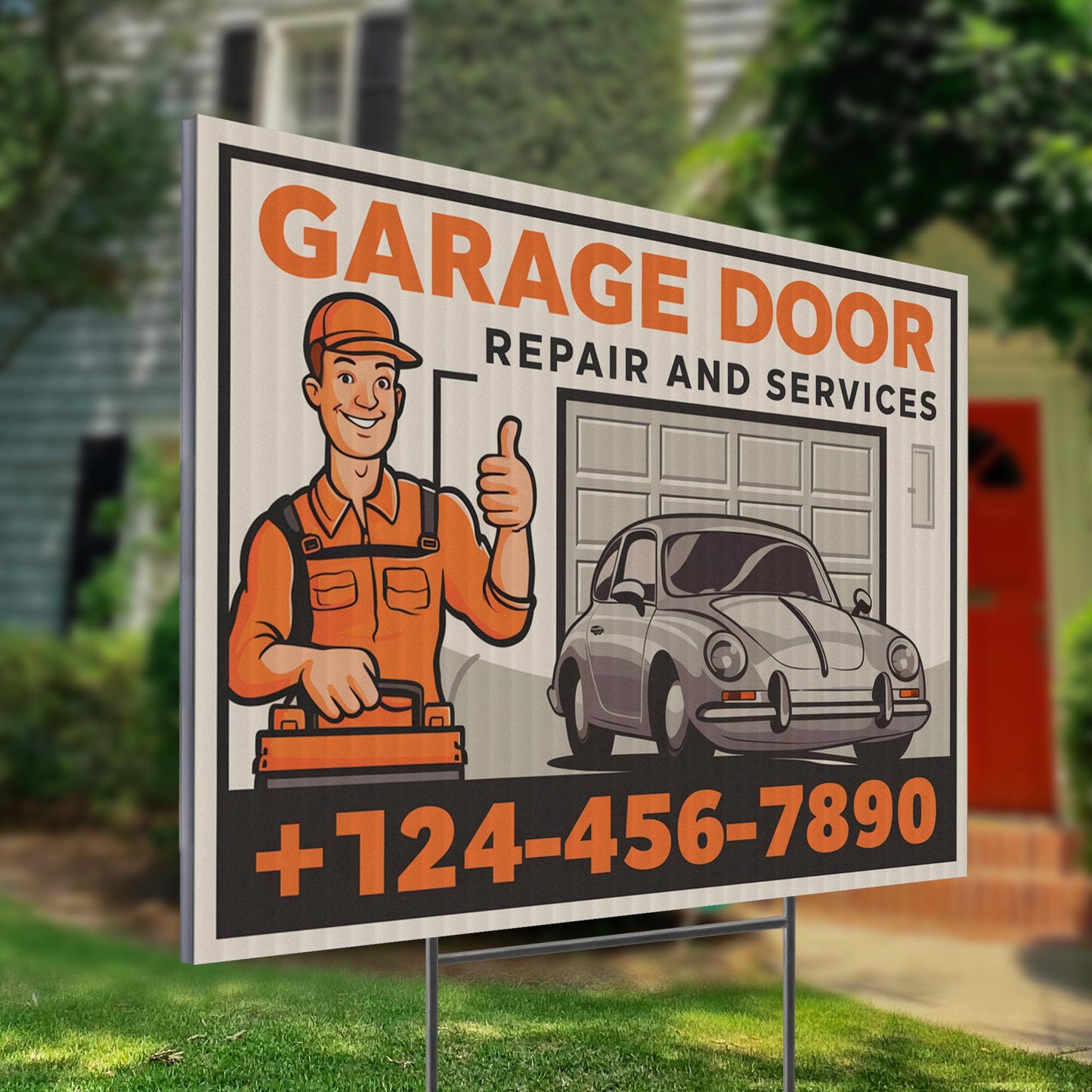 Garage Door Repair Yard Sign Design 6 -  BFS-GRGDR-24X18-DS-D6-BFS-GRGDR-24X18-SS-D6