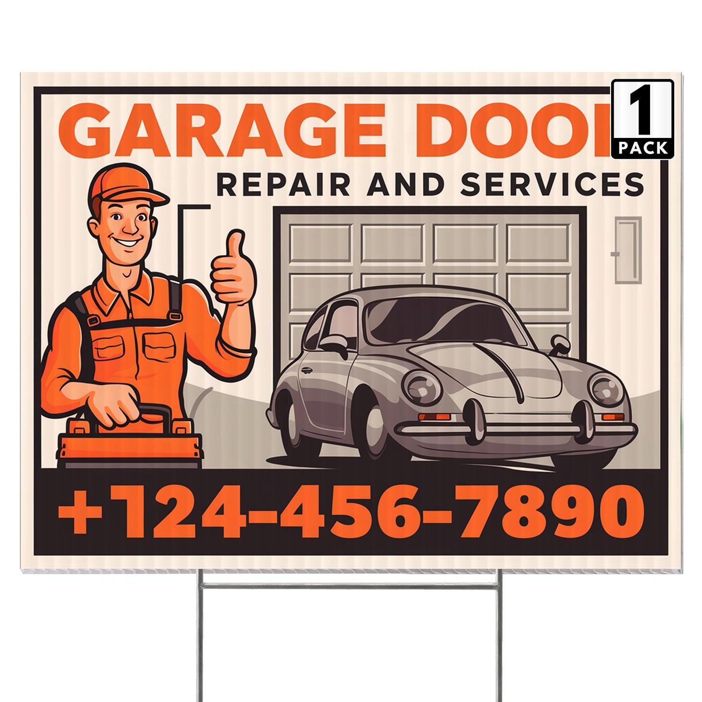 Garage Door Repair Yard Sign Design 6 -  BFS-GRGDR-24X18-DS-D6-BFS-GRGDR-24X18-SS-D6