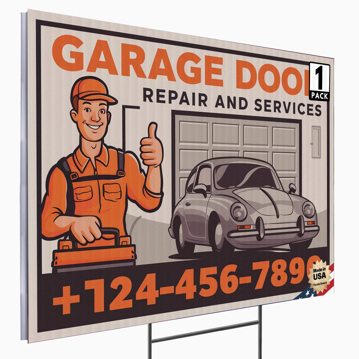 Garage Door Repair Yard Sign Design 6 -  BFS-GRGDR-24X18-DS-D6-BFS-GRGDR-24X18-SS-D6