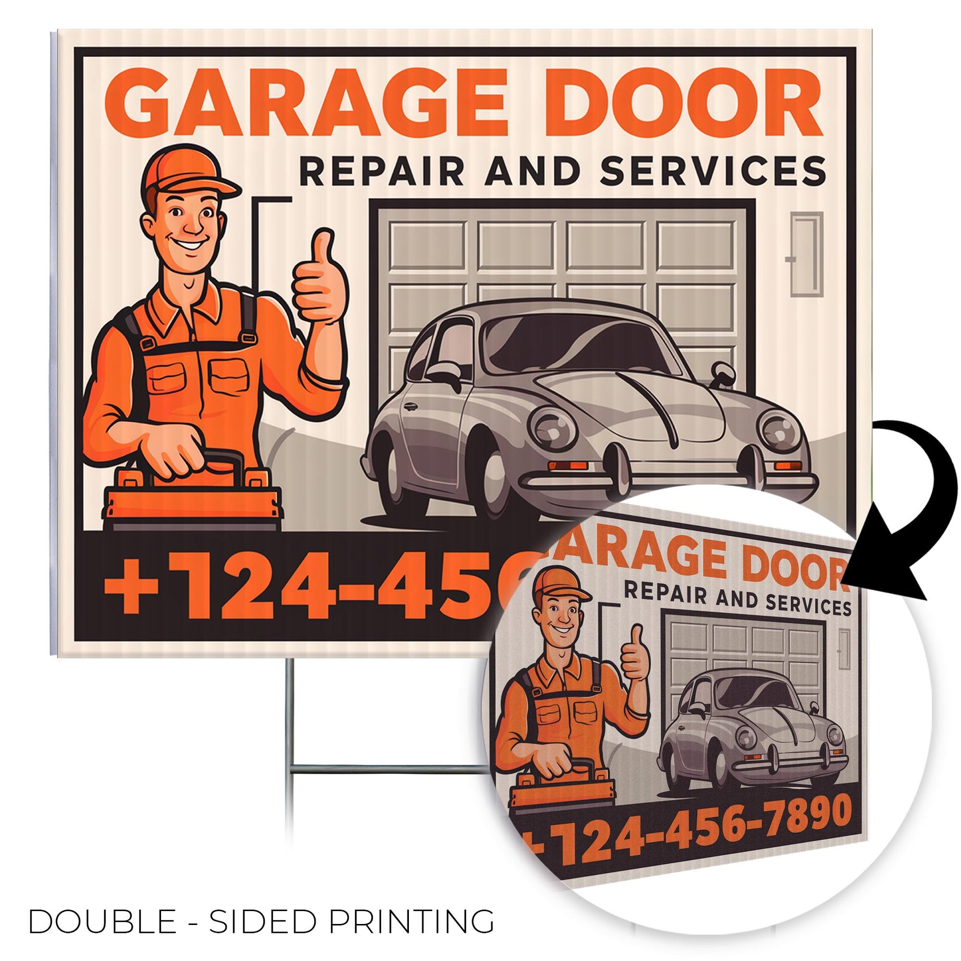Garage Door Repair Yard Sign Design 6 -  BFS-GRGDR-24X18-DS-D6-BFS-GRGDR-24X18-SS-D6