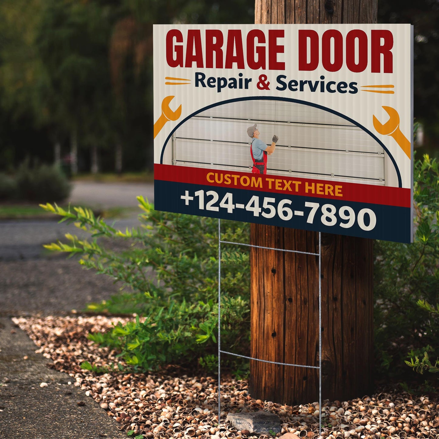 Garage Door Repair Yard Sign Design 7 -  BFS-GRGDR-24X18-DS-D7-BFS-GRGDR-24X18-SS-D7