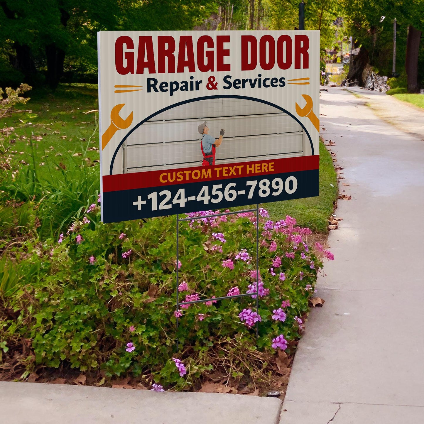 Garage Door Repair Yard Sign Design 7 -  BFS-GRGDR-24X18-DS-D7-BFS-GRGDR-24X18-SS-D7