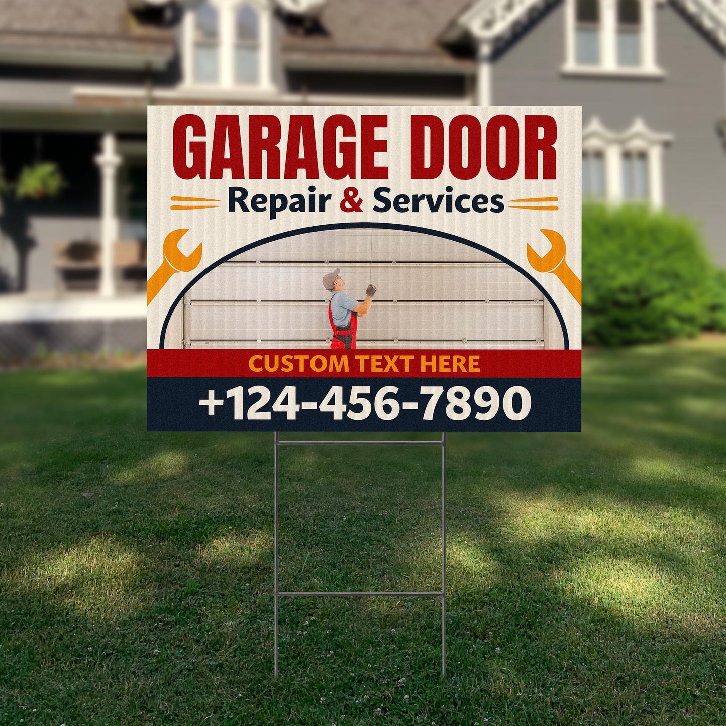 Garage Door Repair Yard Sign Design 7 -  BFS-GRGDR-24X18-DS-D7-BFS-GRGDR-24X18-SS-D7