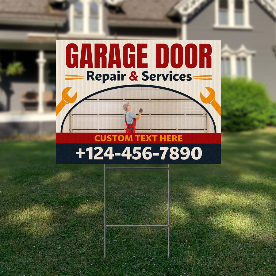 Garage Door Repair Yard Sign Design 7 -  BFS-GRGDR-24X18-DS-D7-BFS-GRGDR-24X18-SS-D7