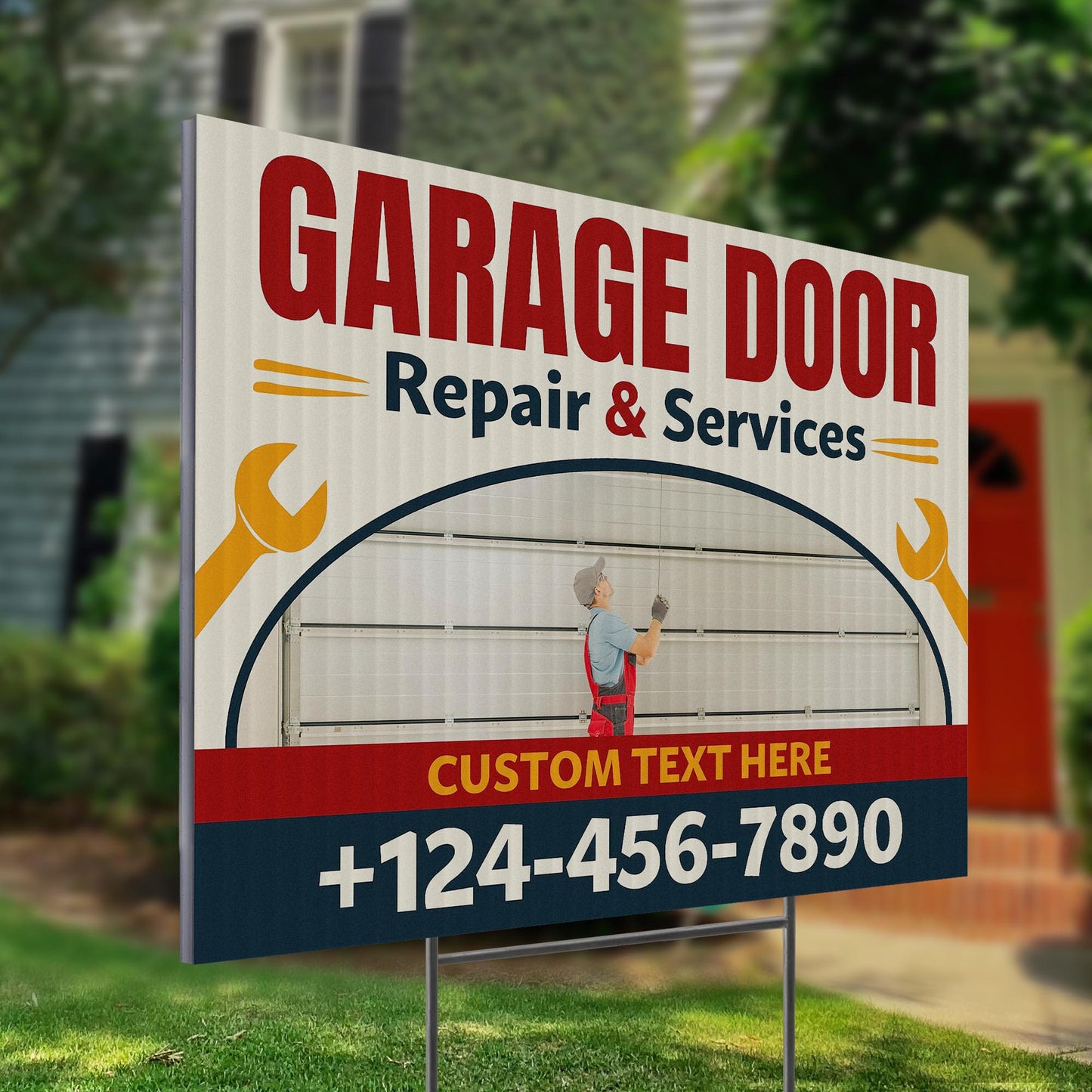 Garage Door Repair Yard Sign Design 7 -  BFS-GRGDR-24X18-DS-D7-BFS-GRGDR-24X18-SS-D7