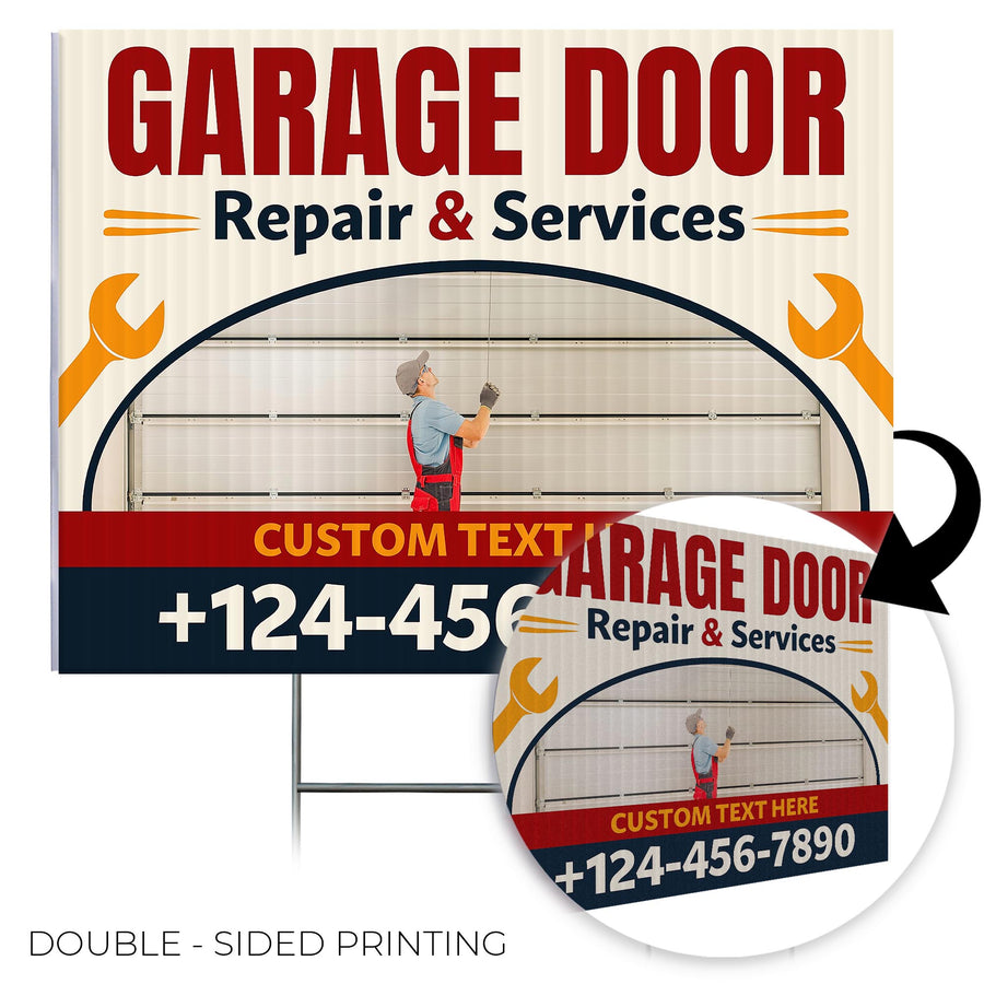 Garage Door Repair Yard Sign Design 7 -  BFS-GRGDR-24X18-DS-D7-BFS-GRGDR-24X18-SS-D7