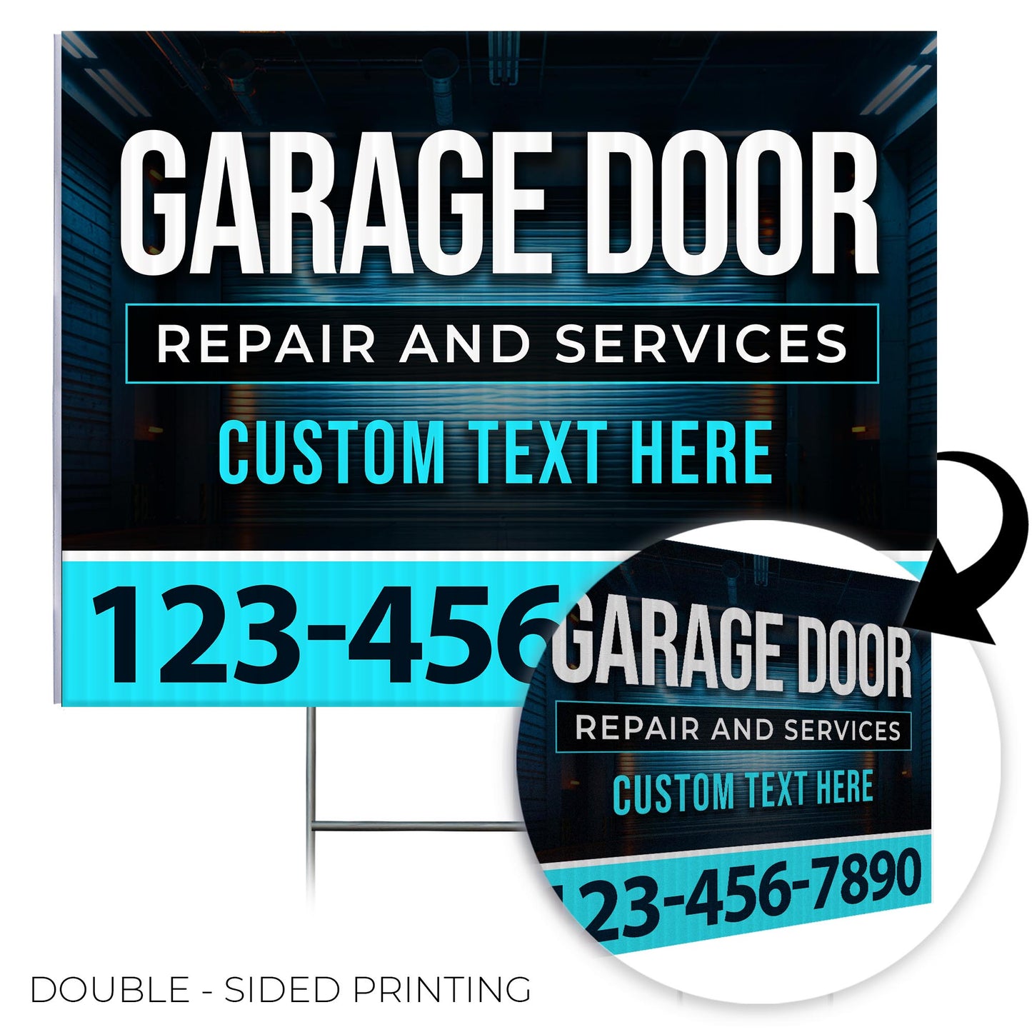 Garage Door Repair Yard Sign Design 8 -  BFS-GRGDR-24X18-DS-D8-BFS-GRGDR-24X18-SS-D8