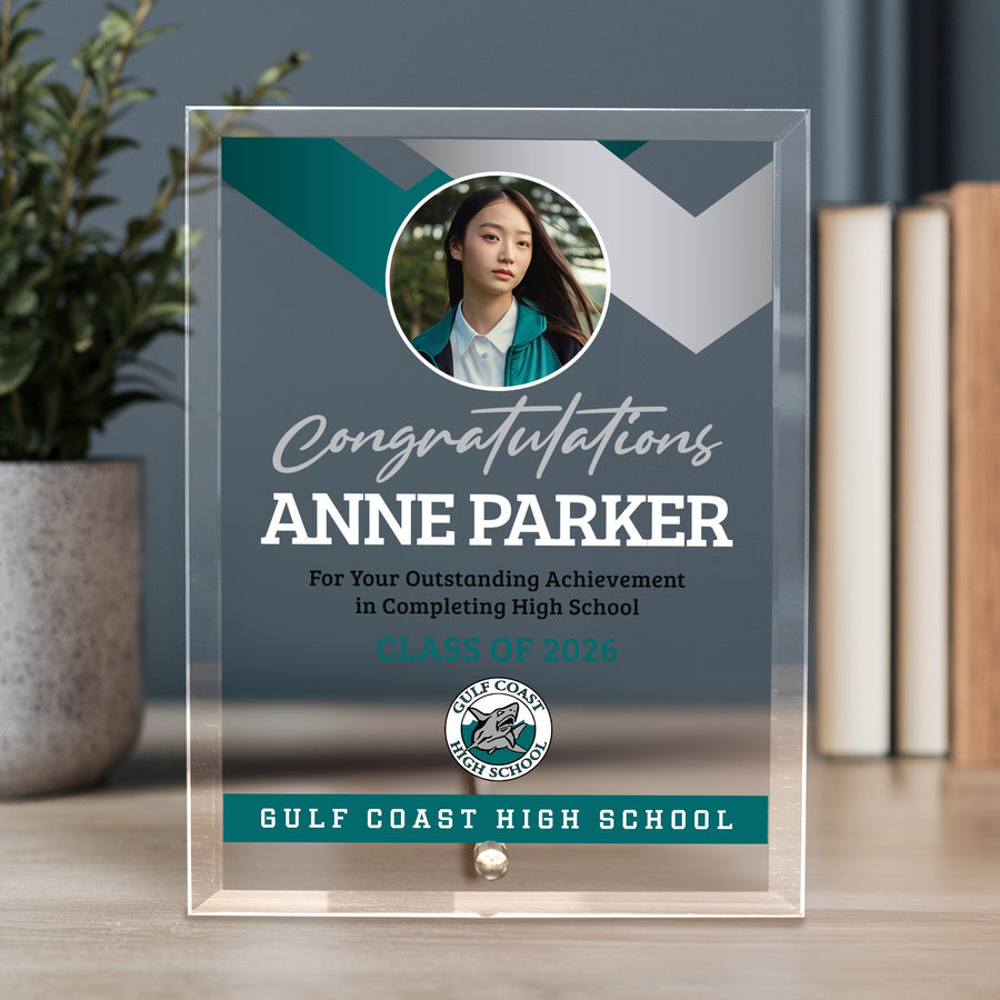 Gulf Coast High School Glass Plaque Design 1