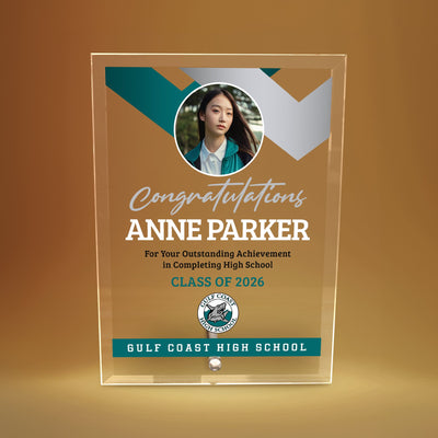 Gulf Coast High School Glass Plaque Design 1