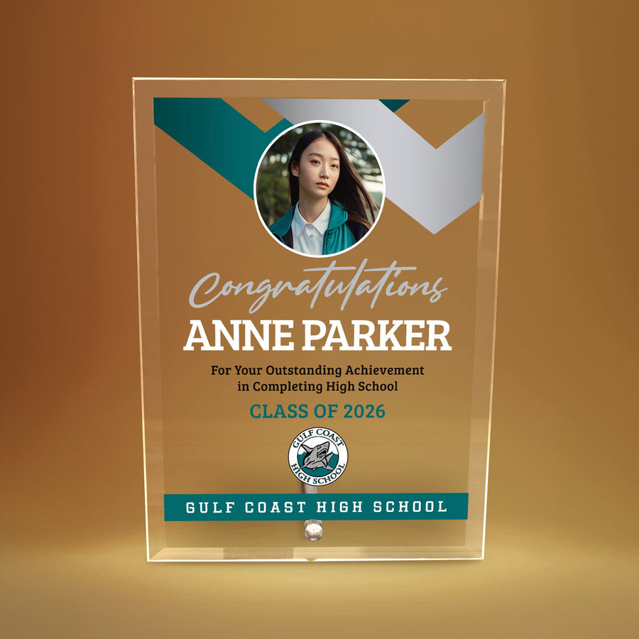 Gulf Coast High School Glass Plaque Design 1