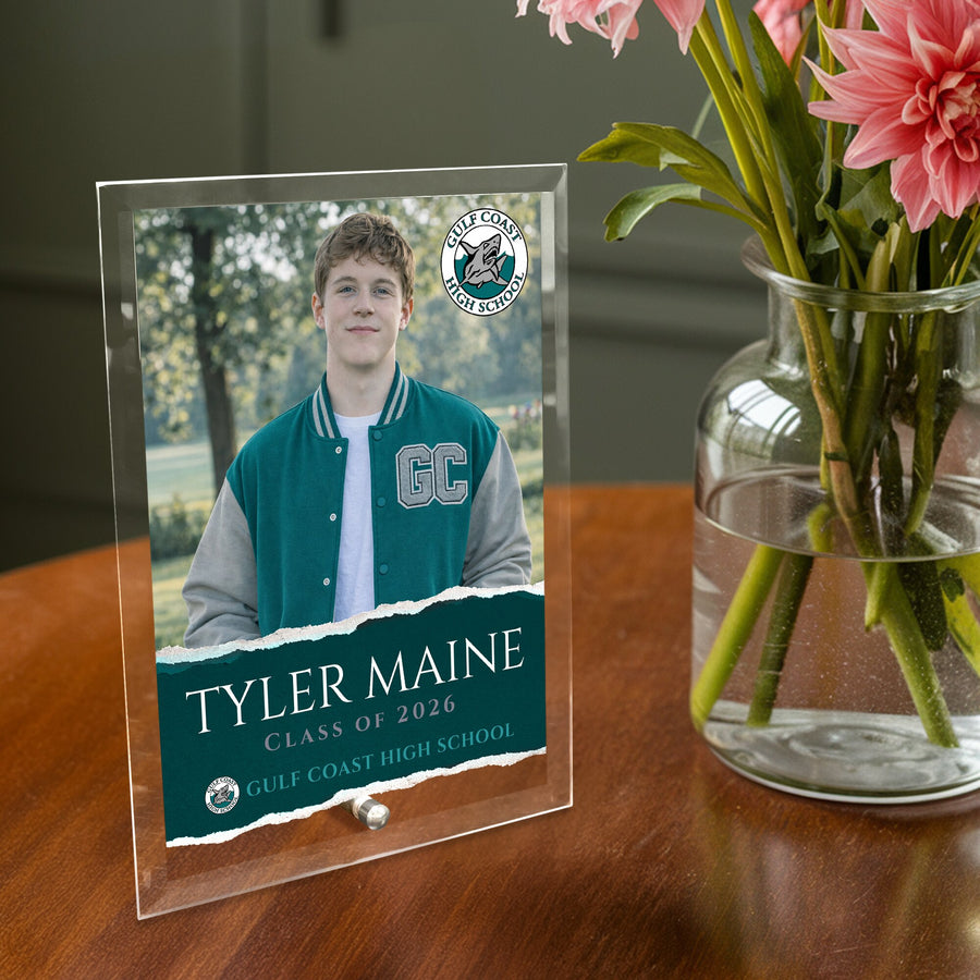 Gulf Coast High School Glass Plaque Design 3