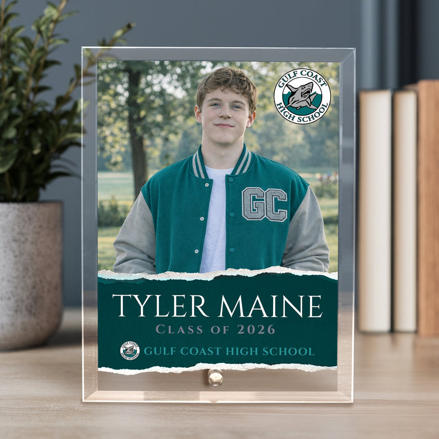 Gulf Coast High School Glass Plaque Design 3