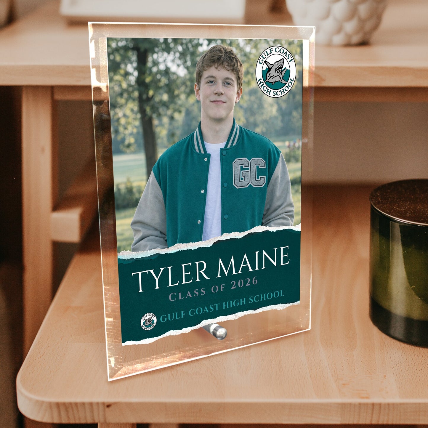 Gulf Coast High School Glass Plaque Design 3