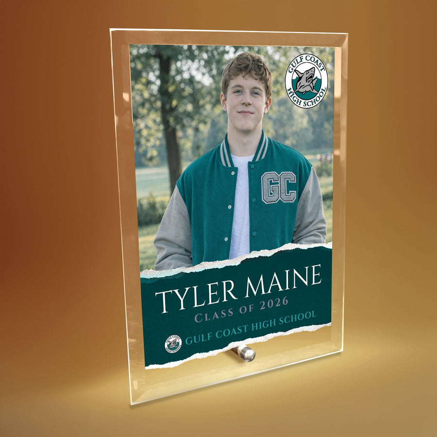 Gulf Coast High School Glass Plaque Design 3