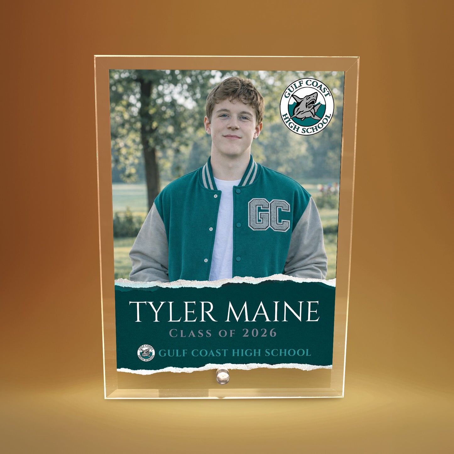 Gulf Coast High School Glass Plaque Design 3