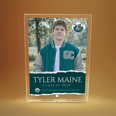 Gulf Coast High School Glass Plaque Design 3