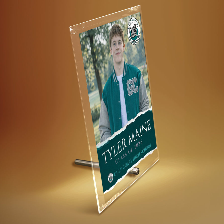 Gulf Coast High School Glass Plaque Design 3