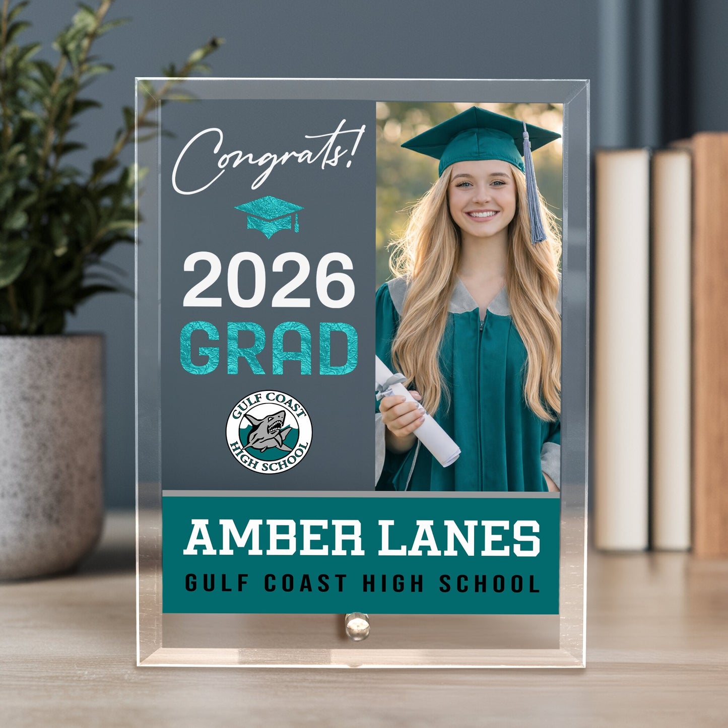 Gulf Coast High School Glass Plaque Design 4