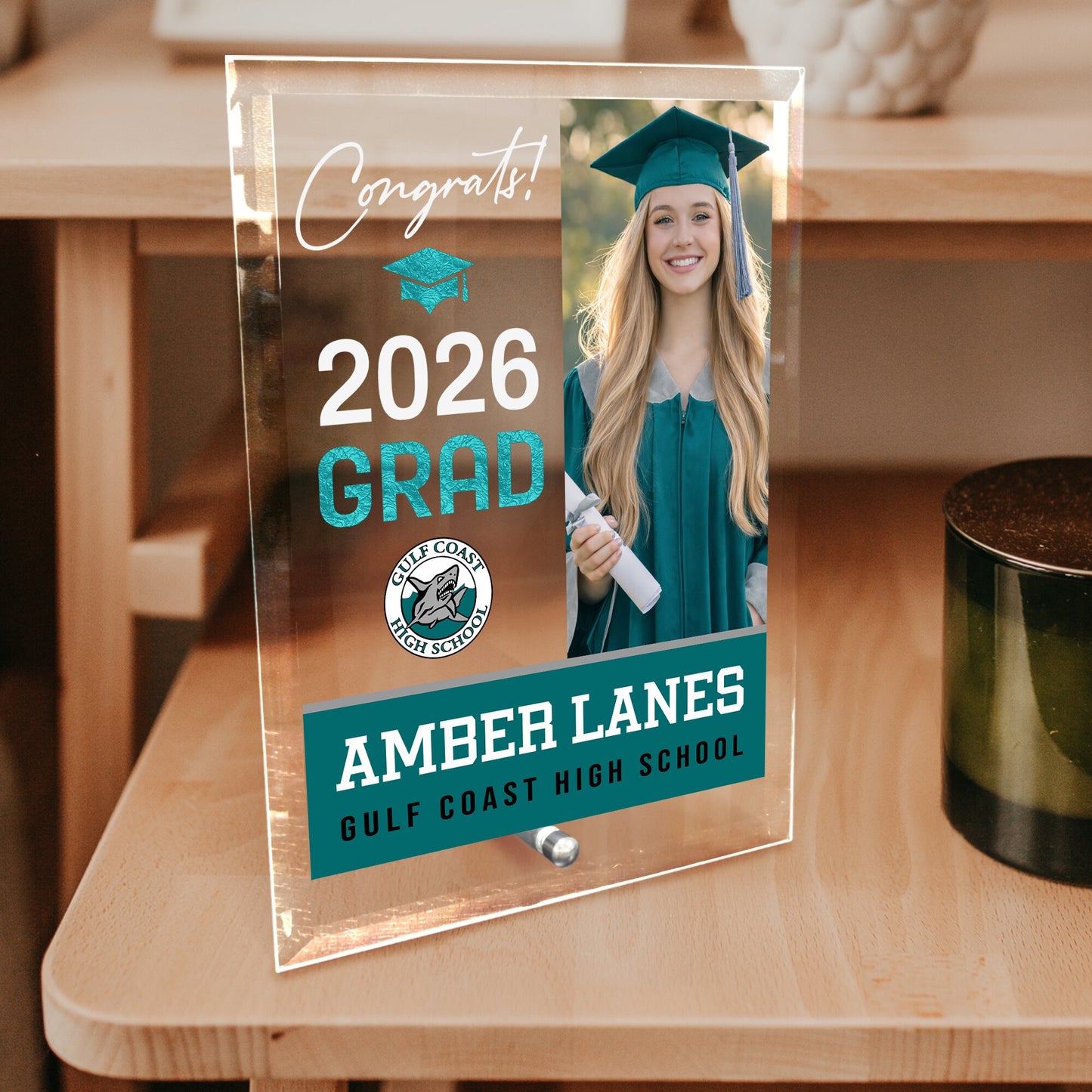 Gulf Coast High School Glass Plaque Design 4
