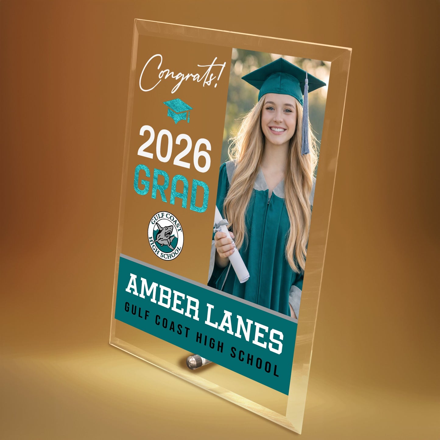 Gulf Coast High School Glass Plaque Design 4
