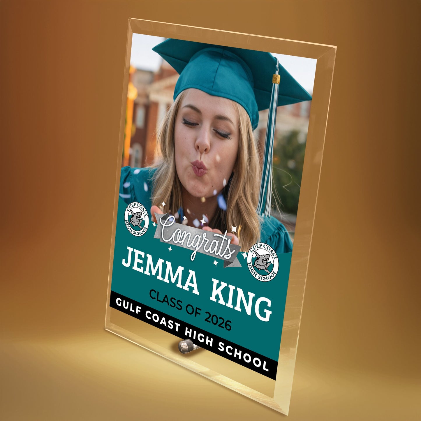 Gulf Coast High School Glass Plaque Design 6