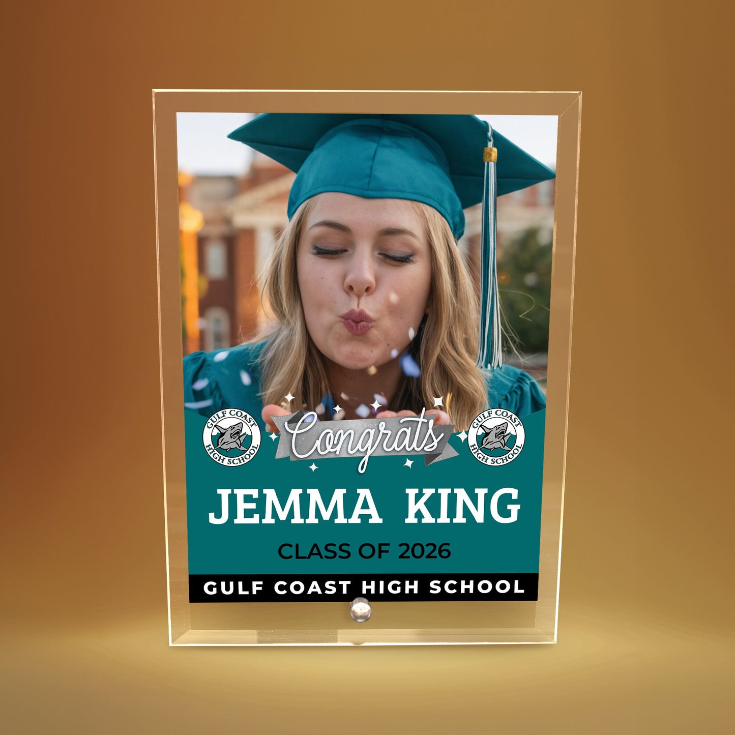 Gulf Coast High School Glass Plaque Design 6