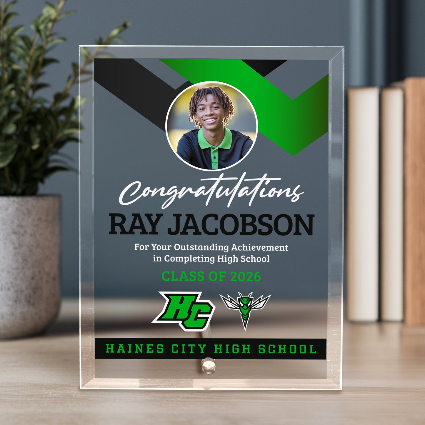 Haines City Senior High School Glass Plaque Design 1