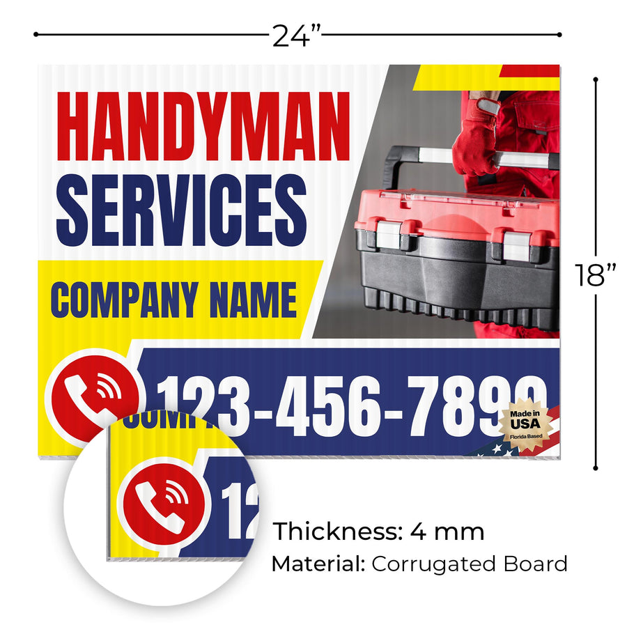 Handyman Service Yard Sign Design 2 -  BFS-HNDY-24X18-DS-D2-BFS-HNDY-24X18-SS-D2