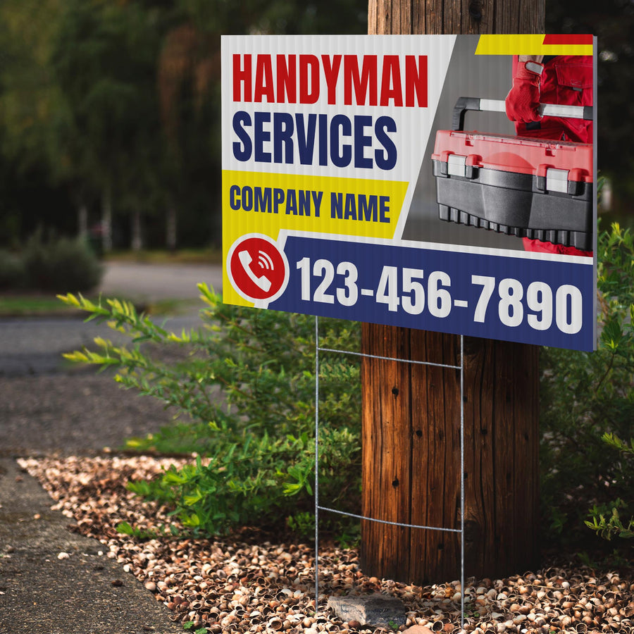 Handyman Service Yard Sign Design 2 -  BFS-HNDY-24X18-DS-D2-BFS-HNDY-24X18-SS-D2