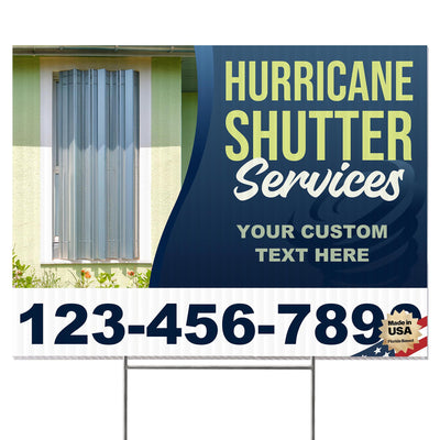 Hurricane Shutter Services Yard Sign Design 1 -  BFS-HUR-24X18-DS-D1-BFS-HUR-24X18-SS-D1