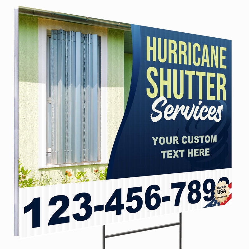 Hurricane Shutter Services Yard Sign Design 1 -  BFS-HUR-24X18-DS-D1-BFS-HUR-24X18-SS-D1