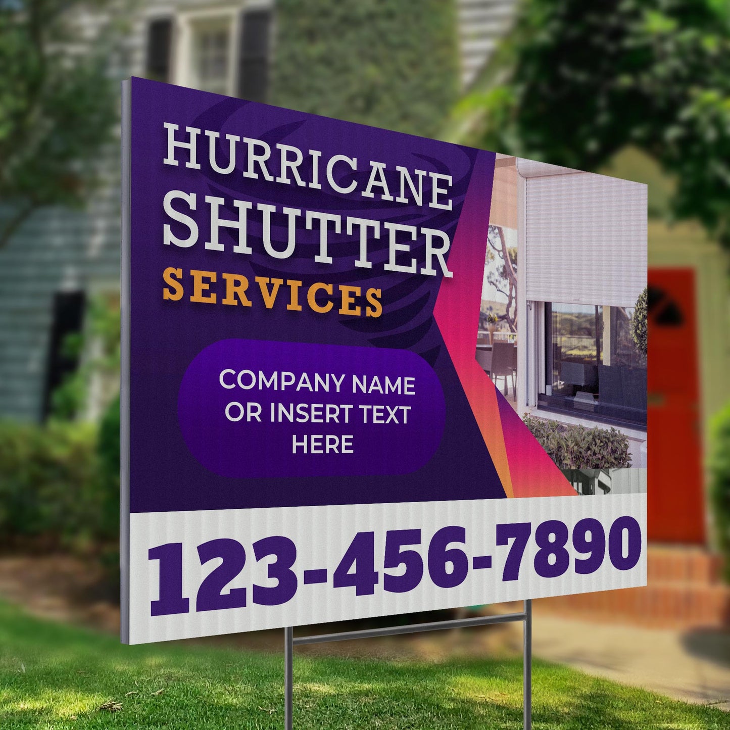 Hurricane Shutter Services Yard Sign Design 2 -  BFS-HUR-24X18-DS-D2-BFS-HUR-24X18-SS-D2