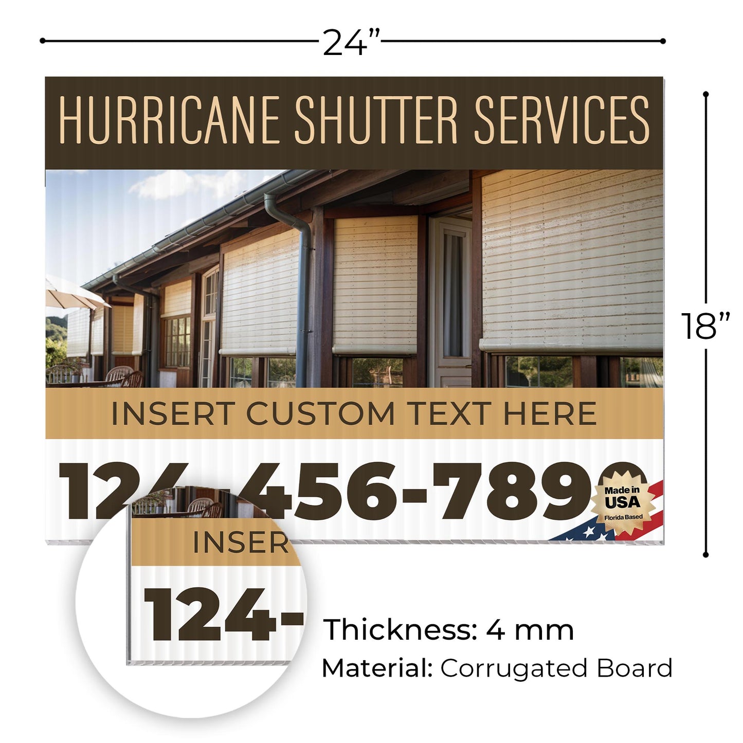 Hurricane Shutter Services Yard Sign Design 3 -  BFS-HUR-24X18-DS-D3-BFS-HUR-24X18-SS-D3