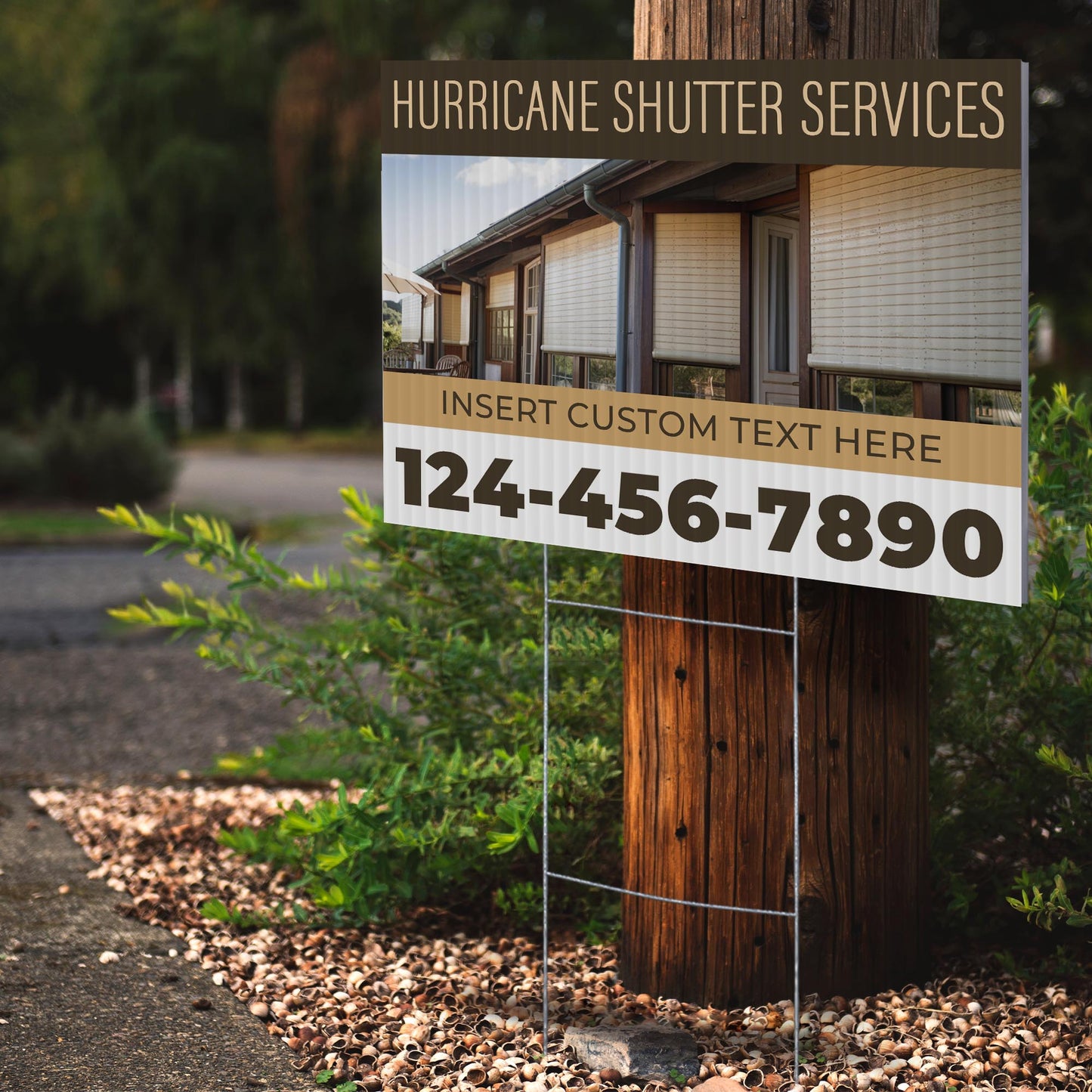 Hurricane Shutter Services Yard Sign Design 3 -  BFS-HUR-24X18-DS-D3-BFS-HUR-24X18-SS-D3