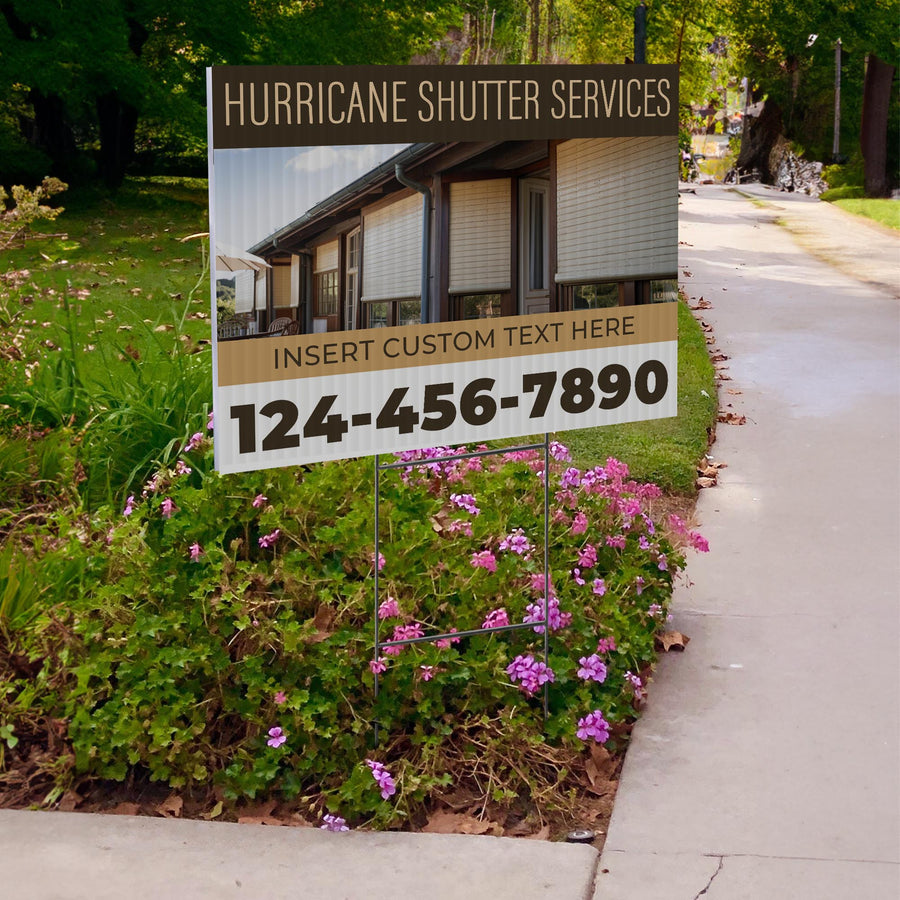 Hurricane Shutter Services Yard Sign Design 3 -  BFS-HUR-24X18-DS-D3-BFS-HUR-24X18-SS-D3