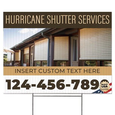 Hurricane Shutter Services Yard Sign Design 3 -  BFS-HUR-24X18-DS-D3-BFS-HUR-24X18-SS-D3