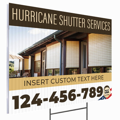 Hurricane Shutter Services Yard Sign Design 3 -  BFS-HUR-24X18-DS-D3-BFS-HUR-24X18-SS-D3