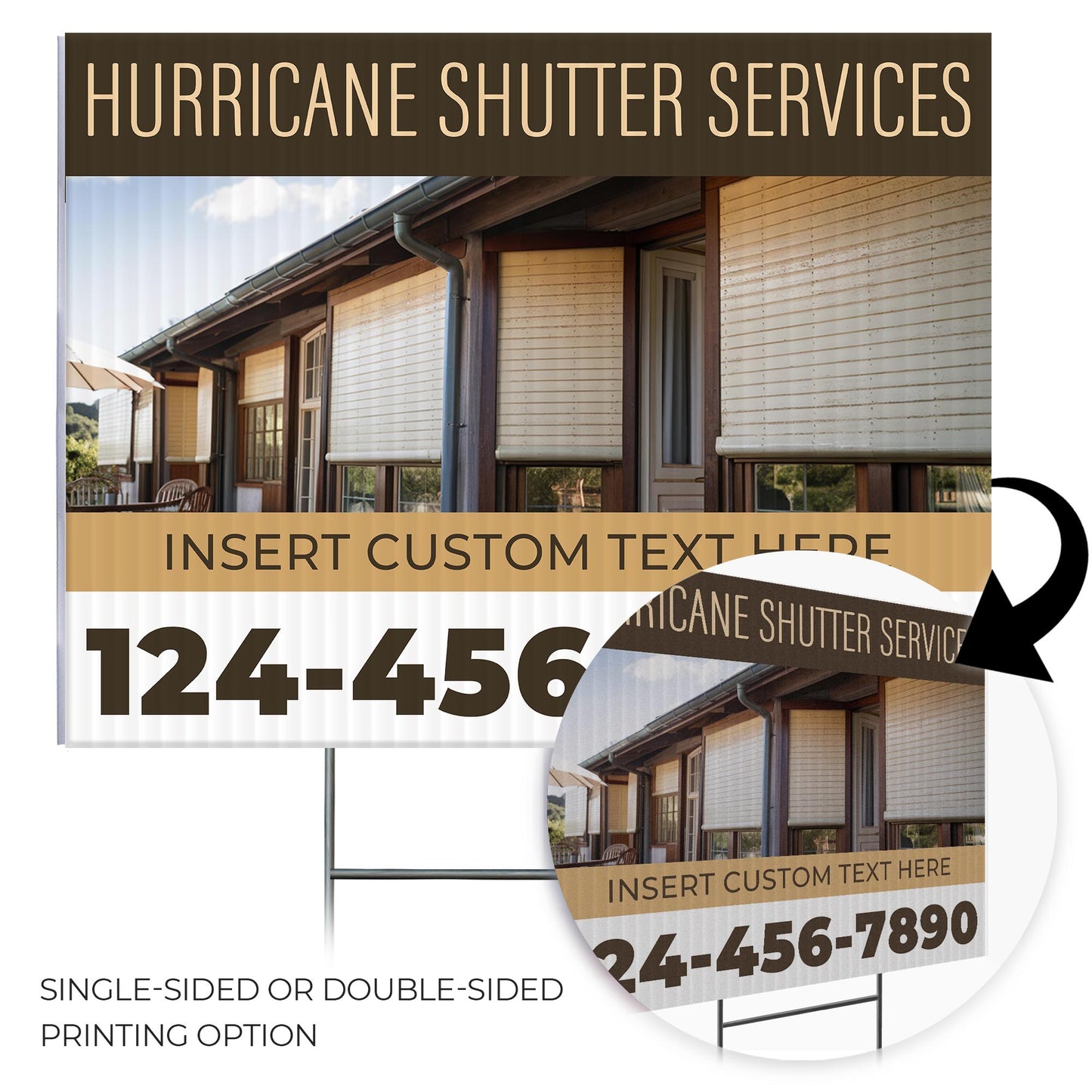 Hurricane Shutter Services Yard Sign Design 3 -  BFS-HUR-24X18-DS-D3-BFS-HUR-24X18-SS-D3