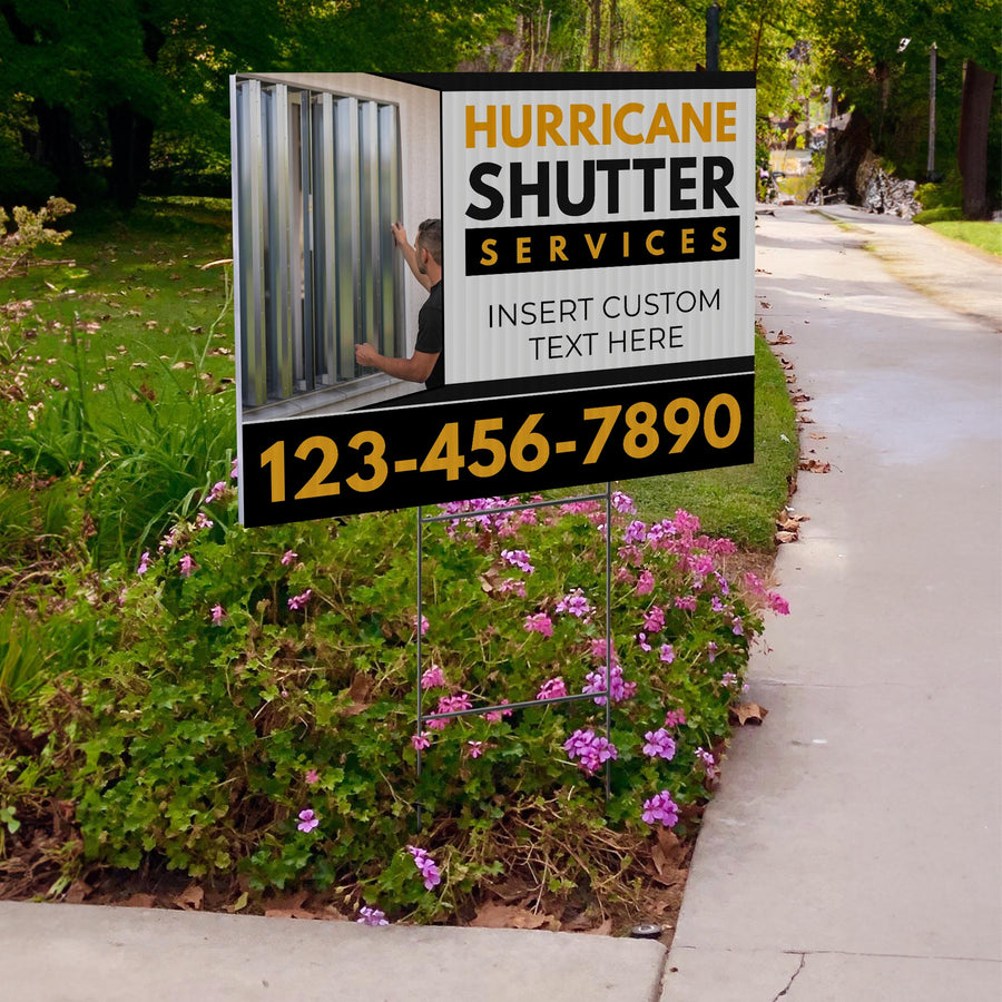 Hurricane Shutter Services Yard Sign Design 4 -  BFS-HUR-24X18-DS-D4-BFS-HUR-24X18-SS-D4