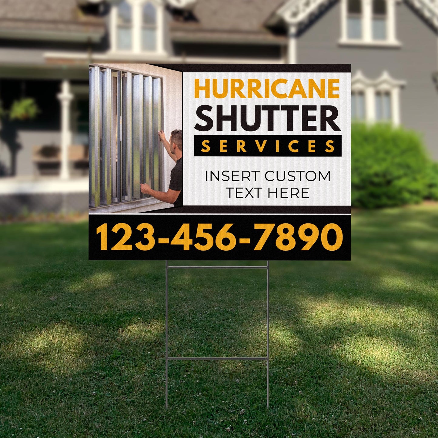 Hurricane Shutter Services Yard Sign Design 4 -  BFS-HUR-24X18-DS-D4-BFS-HUR-24X18-SS-D4