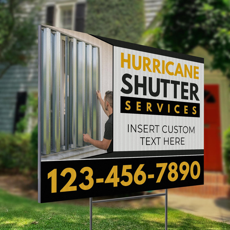 Hurricane Shutter Services Yard Sign Design 4 -  BFS-HUR-24X18-DS-D4-BFS-HUR-24X18-SS-D4