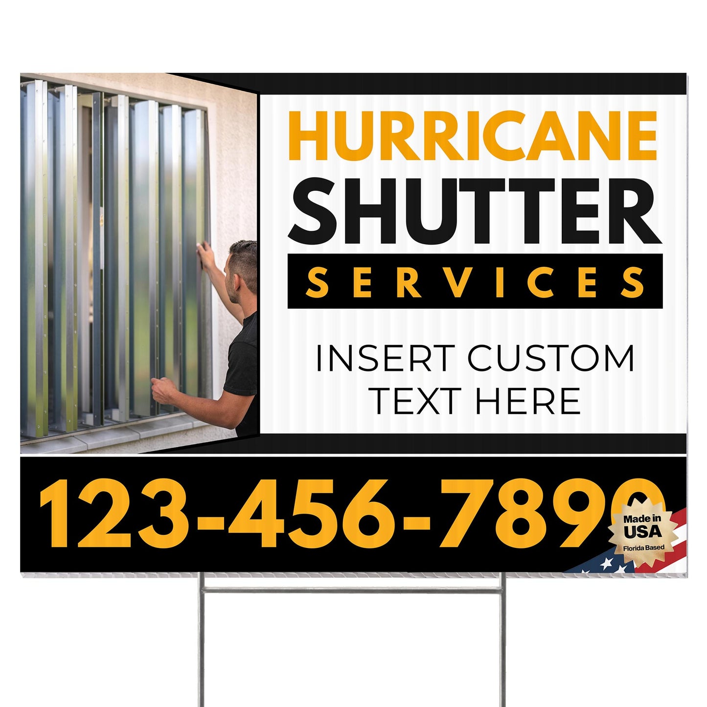 Hurricane Shutter Services Yard Sign Design 4 -  BFS-HUR-24X18-DS-D4-BFS-HUR-24X18-SS-D4