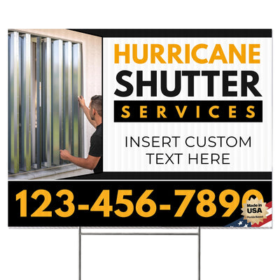Hurricane Shutter Services Yard Sign Design 4 -  BFS-HUR-24X18-DS-D4-BFS-HUR-24X18-SS-D4