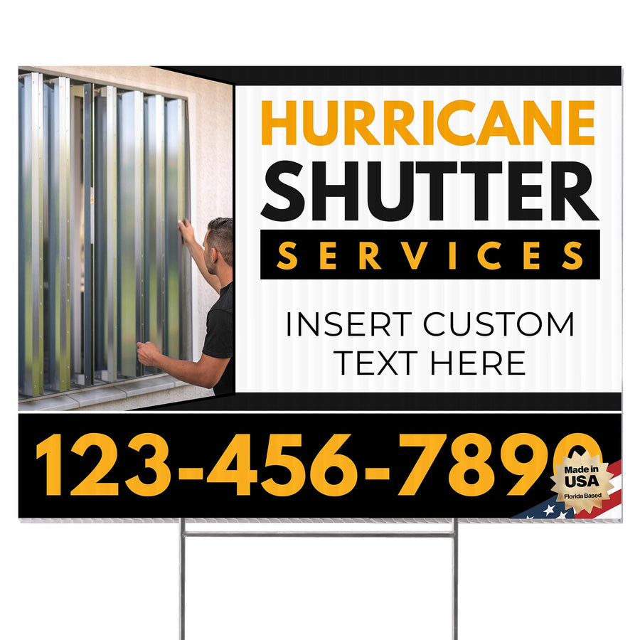 Hurricane Shutter Services Yard Sign Design 4 -  BFS-HUR-24X18-DS-D4-BFS-HUR-24X18-SS-D4