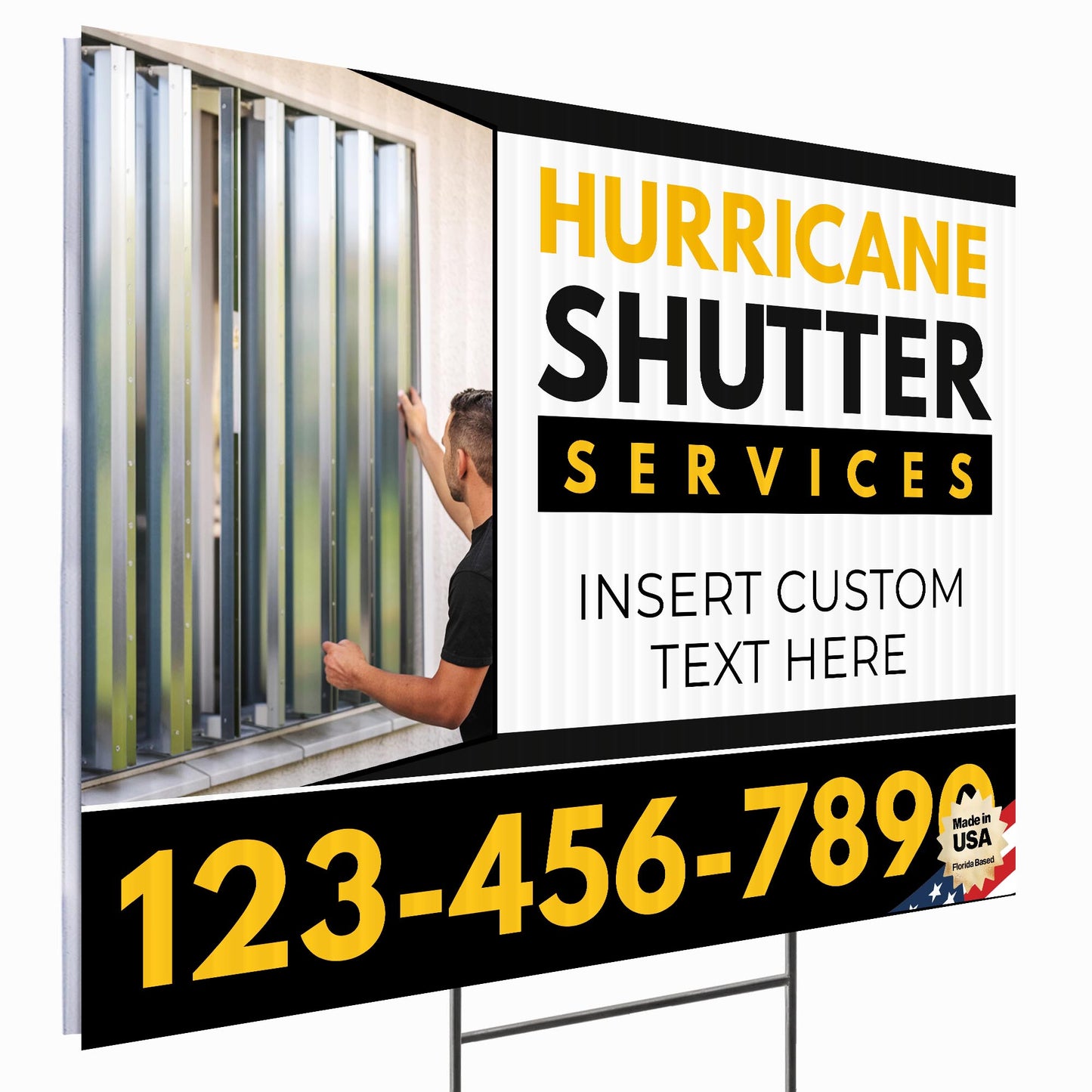 Hurricane Shutter Services Yard Sign Design 4 -  BFS-HUR-24X18-DS-D4-BFS-HUR-24X18-SS-D4